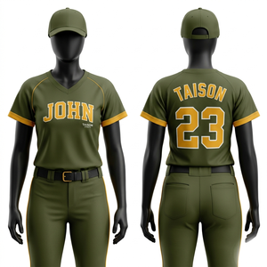 Ensemble d'uniformes de softball en polyester spandex premium 280 GSM, beige, avec panneau latéral à rayures fines, logo personnalisé en twill sublimé - Product Image 2