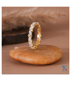 Anillo de Eternidad con Diamantes Brillantes Marquise y Redondos para Mujer, Ajustable, Brillante, de Plata de Ley 925, Elegante, Regalo de Joyería - Product Image 2