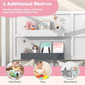 Letto a castello in legno Montessori con 2 mensole e sponde di sicurezza, letto a terra per bambini - Product Image 5