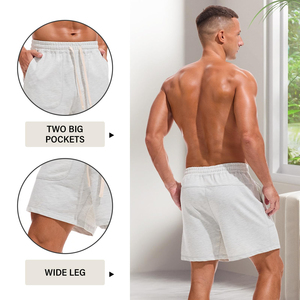 Pantalones Cortos Deportivos de Felpa para Hombre, de Primera Calidad, con Logotipo Personalizado, Cordón Ajustable en Contraste, para Gimnasio y Entrenamiento, Fabricante OEM - Product Image 2