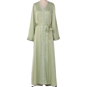 Abaya Dubai Turquía musulmán Hijab vestido elegante vestidos africanos para mujeres manga larga gasa <span class=keywords><strong>Maxi</strong></span> con cinturón vestido Islam ropa - Product Image 1