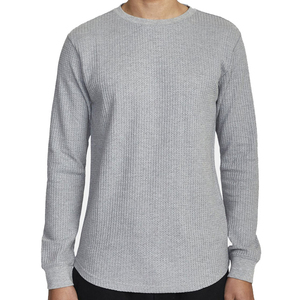 Suéter Deportivo Casual para Hombre, Gris, Térmico, de Manga Larga, Cuello Redondo, Estampado, Corte Regular, con Logotipo Frontal, Transpirable, de Franela - Product Image 1