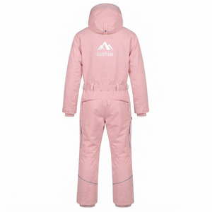 Traje de Nieve de una Pieza para Mujer OEM ODM, Mono de Esquí Térmico Impermeable de Poliéster Estampado con Capucha y Cremallera - Product Image 2