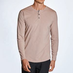 Short <b>Sleeve</b> <b>Henley</b> Custom Logo Casual Slim Fit Knitted Cotton Men's Vintage T-Shirt - Product Image 4