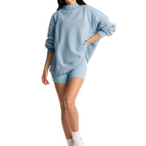 Sweat-shirt pour femme en coton 100% de haute qualité, surdimensionné, uni, brodé, pour l'hiver - Product Image 2