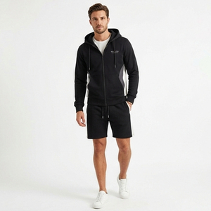Custom Plus Size Casual Summer Tracksuit Unisex Midweight Breathable Hooded Printed Full Sleeve <b>T</b>-Shirt Shorts Set Quick Dry - Product Image 4