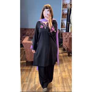 Ensemble de costume de soirée pour femmes de créateur avec palazzo et dupatta, haut et bas coordonnés - Product Image 2