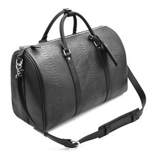 Sac de voyage en cuir de serpent noir, grand format, fait main, design personnalisé, sac de sport, sac de voyage pour une nuit, sac de rangement - Product Image 4