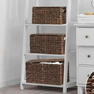 Juego de Cestas de Almacenamiento Rectangulares Apilables de Ratán Natural para Organización del Hogar Rústica y Multiusos - Product Image 2