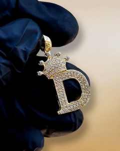 Pendentif personnalisé en forme de couronne avec initiales, style hip-hop, en argent 925 plaqué or, breloques personnalisées avec initiales pour femmes - Product Image 5