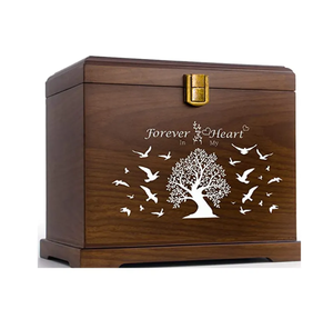 Wooden Pet <b>Urn</b> Casket Rectangle Classical Tree of Life Design Secure Keepsake Box for Small Animals - Product Image 1