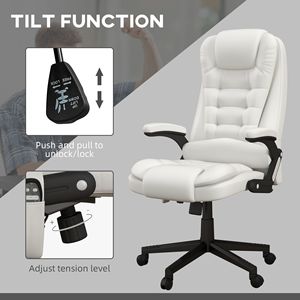 Sedia da Ufficio Ergonomica Bianca Reclinabile con Funzione Massaggio Riscaldato, 6 Punti di Vibrazione, Comoda in PU, Certificata BIFMA per Dirigenti - Product Image 5