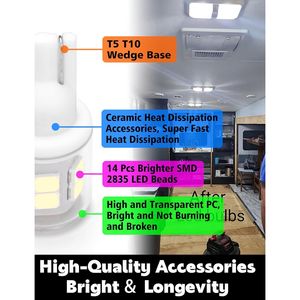 Bombillas LED de Base Cuadrada T5 T10 de 12-24V, 300lm, 3W, Bajo Voltaje, Equivalentes a Halógenas de 30W, 6000K, Luz Blanca Diurna, para RV - Product Image 5
