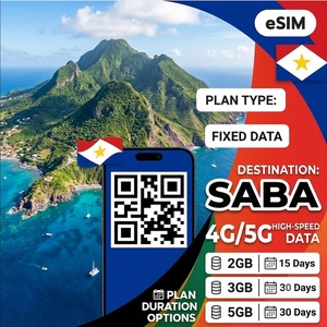 ซิมอิเล็กทรอนิกส์ Saba 2GB 15 วัน 3GB 5GB 30 วัน แพ็กเกจดาต้าสำหรับเดินทางแบบเติมเงิน พร้อมคิวอาร์โค้ด ส่งอีเมลทันที - Product Image 1