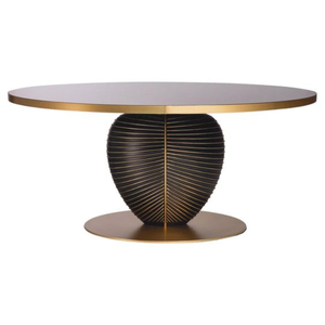 Tables basses de luxe en métal plaqué or de haute qualité, avec miroir rond sur le dessus, fabriquées en Inde, design de feuilles plaquées or. - Product Image 3