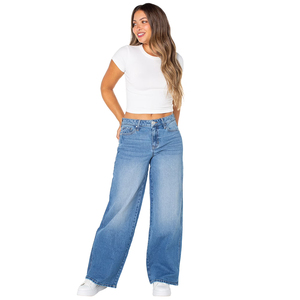 Adult Ladies Denim Pencil Pants Button And Zipper Cluster <b>Elastic</b> Waist Cotton <b>Jeans</b> Women's Denim Pants Wit OEM Service - Product Image 4