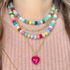 Collier avec pendentif en forme de cœur en cristal, chaîne en or, bijoux de guérison spirituelle - Product Image 3