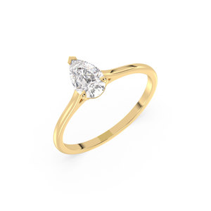 แหวนเพชรเม็ดเดี่ยวทรงลูกแพร์ 1 กะรัต คุณภาพสูง REYES ทองคำแท้ 14K เพชรเพาะเลี้ยงในห้องปฏิบัติการ ขายส่งเพชร HPHT CVD เครื่องประดับชั้นดี - Product Image 1