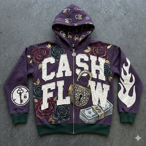 Custom Regular Sleeve Cotton French Terry Zip-Up Hoodie Boxy Fit Y2K Contrast Color Block Acid Wash Breathable Windproof - Product Image 5