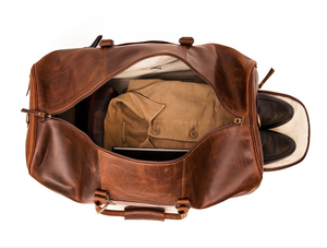 Luxury Genuine Leather Duffle <b>Bag</b> Business Travel Zipper Closure And <b>Shoe</b> <b>Compartment</b> Design Strong Zipper Leather Duffle <b>Bags</b> - Product Image 4
