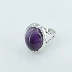 Amethyst <b>Ring</b> Handmade Sterling Silver Bezel Setting Natural Purple Oval Gemstone <b>Boho</b> Jewelry February Birthstone - Product Image 3