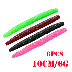 Leurre souple côtelé en PVC <span class=keywords><strong>de</strong></span> 100 mm et 6 g, type ver, pour la pêche au bar en eau douce, technique Drop Shot et Texas Rig - Product Image 5