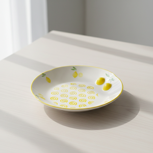 Plato Lateral de Porcelana Fina de Primera Calidad 3460985B-20, Nuevo, con Estampado de Limón Amarillo y Espiral - Product Image 2