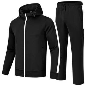 Ensemble de jogging 2 pièces avec logo personnalisé, tissu en velours respirant et écologique, doublure en polaire, personnalisation latérale, ensemble de vêtements de sport en coton pour homme - Product Image 2