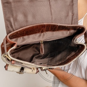 LW Summer Vintage Style Rock Bohemian Fashion Genuine Leather Shoulder <b>Backpack</b> Geometric Pattern Handmade Dress Brands - Product Image 6