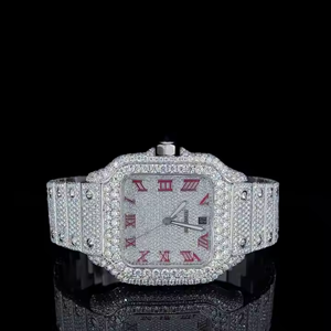 High Quality VVS Moissanite Diamond Iced Hip Hop Bling Bustdown Stainless Steel Quartz Movement <b>Wrist</b> <b>Watches</b> D Color Style - Product Image 1