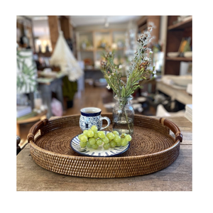 Bandeja de Servir Rústica de Ratán Tejida a Mano con Asas de Madera, Ecológica, de Caña Natural, Organizador de Té, Café y Aperitivos para Decoración del Hogar y Cocina - Product Image 2