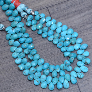 Perles de turquoise facettées en forme de poire, 6x9 mm, qualité AAA+, turquoise naturelle d'Arizona, pierres semi-précieuses, perles en vrac pour la création de bijoux - Product Image 3