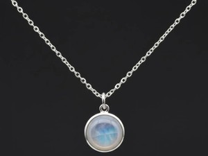 Rainbow Moonstone Round Pendant <b>Necklace</b> Natural Gemstone Handmade Crystal Jewelry <b>Boho</b> Women Gift Pendant - Product Image 1