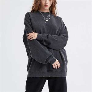 Fournisseur de sweats à capuche délavés OEM, hauts en molleton de coton lavé à col rond pour la production de marques privées - Product Image 4