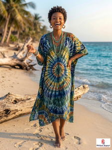 Premium Stylish Women <b>Kaftan</b> Dress Printed Beach Wear Elegant Loose Fit Soft Fabric <b>Summer</b> Cover Up Island Bulk Export Supply - Product Image 6