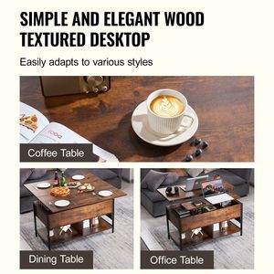 Tavolino da Caffè Rettangolare da 39,4 Pollici con Piano Sollevabile, Tasche Extra Portaoggetti e Presa di Corrente Ribaltabile con Accesso alle Prese Americane - Product Image 6