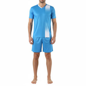 Men's Blue V-Neck <b>Soccer</b> Jersey Short Sleeve Moisture Wicking Gradient Design Regular Fit Adult Sports Apparel - Product Image 1