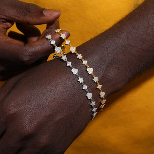 Luxury 925 Silver 18K Gold Plated Heart Cut Crystal Chain Bracelet Unisex Everyday Wear - Product Image 1