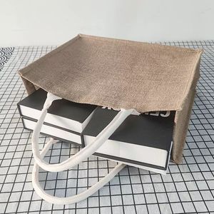 Grand sac fourre-tout en jute pour les courses et le marché des légumes - Product Image 5