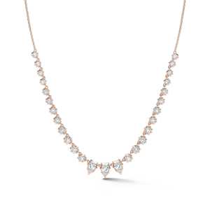 14K Gold Lab Grown Diamond Tennis <b>Necklace</b> Custom Spiky Prong Pear Drop Set 18 Inches Adjustable IGI Certified Riviera Choke - Product Image 5