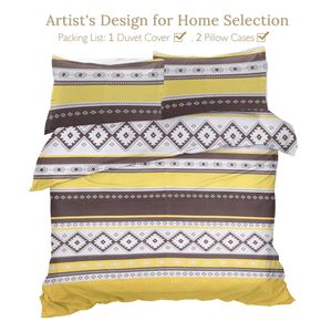 Set Copripiumino Super King con Stampa Geometrica 3D, Stile Moderno con Motivo a Pois, Leggero, per Arredamento Camera da Letto Adulti, Marrone e Giallo - Product Image 3
