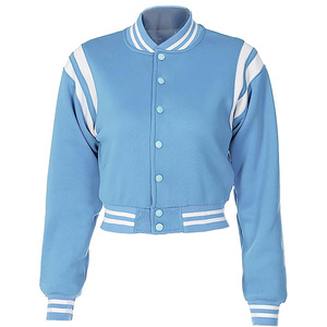 Veste universitaire courte personnalisée pour femme, mélange de laine, manches en cuir, style Letterman, service d'échantillonnage disponible, directement de l'usine - Product Image 2