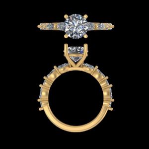 Anillo de Compromiso con Diamante de Corte Brillante Redondo de 2.16 Quilates, Oro Sólido de 18k/14k, Anillo de Boda con Múltiples Piedras, Joyería Fina de Lujo para Mujer - Product Image 1