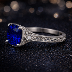 แหวนหมั้นเพชรทรงคุชชั่นสุดหรู ชุบทอง 14K ดีไซน์ลายฉลุแบบวินเทจ เหมาะสำหรับงานปาร์ตี้ - Product Image 4