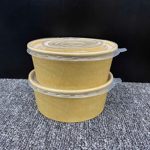 Bol de service jetable en papier kraft avec couvercle, sans BPA, écologique, pour nouilles, soupes et salades, 750 ml et 1000 ml, vente en gros, personnalisable, directement de l'usine - Product Image 1