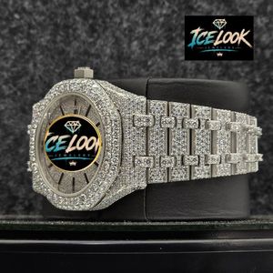 Montre de luxe ICE LOOK pour homme en acier inoxydable, boîtier de 41 mm, verre saphir, quartz analogique, date automatique, aiguilles lumineuses, fermoir pliant - Product Image 4