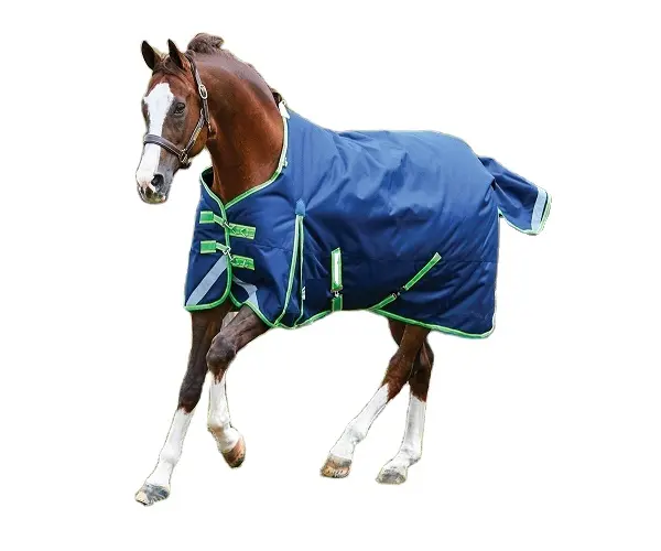 Equino logotipo personalizado caballo alfombra lluvia hoja cuello estándar peso medio diseño montar impermeable caballo manta fabricante India