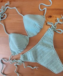 Ensemble de bikini au crochet fait main - Maillot de bain en coton blanc - Vêtements de plage - Product Image 3