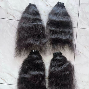 Extensiones de Cabello Humano de Lujo 100% Naturales, Crudas, Sin Procesar, Virgen, de Templo Indio, Remy, con Cutícula Alineada, Tejido Plano a Máquina, Estilo Ondulado - Product Image 1