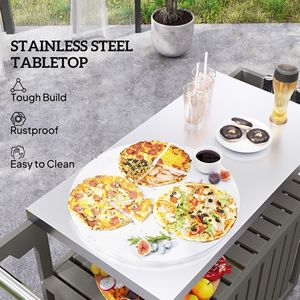 Carrello da Cucina in Acciaio Inossidabile con Ripiani e Ruote, Piano in HDPE per Preparazione Alimenti, Grigio - Product Image 4